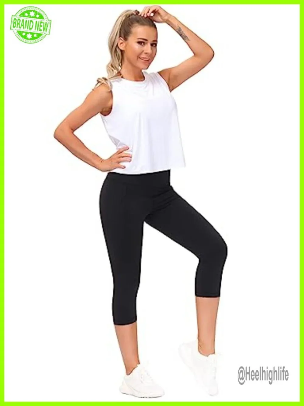 Tummy Control Leggings with Pockets, High Waist Yoga Pants for Women, Flat Seam